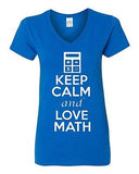 V-Neck Ladies Keep Calm And Love Math Love Mathematics School Funny T-Shirt Tee