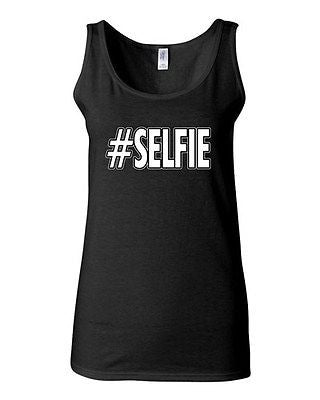 Junior Selfie Selfy Social Pic Photo Camera Funny Humor Sleeveless Tank Tops