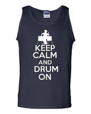 Keep Calm And Drum On Music Humor Novelty Statement Graphics Adult Tank Top