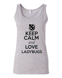 Junior Keep Calm And Love Ladybugs Insects Bug Animal Lover Sleeveless Tank Tops