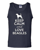 Keep Calm And Love Beagles Dog Humor Novelty Statement Graphics Adult Tank Top