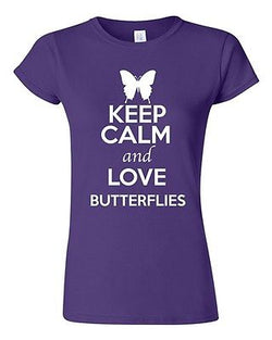 Junior Keep Calm And Love Butterflies Insects Animal Lover Humor T-Shirt Tee
