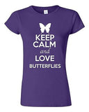 Junior Keep Calm And Love Butterflies Insects Animal Lover Humor T-Shirt Tee