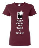 Ladies Keep Calm And Take A Selfie Flash Phone Camera Pics Funny DT T-Shirt Tee
