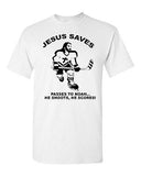 Adult Jesus Saves Hockey Scores Sports Ice Hockey Funny Humor Parody T-Shirt Tee