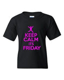 Keep Calm It's Friday Rest Relax Novelty Statement Youth Kids T-Shirt Tee