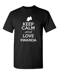 Keep Calm And Love Rwanda Country Nation Patriotic Novelty Adult T-Shirt Tee