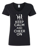 V-Neck Ladies Keep Calm And Cheer On Cheering Squad Dance Funny T-Shirt Tee