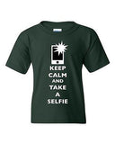 Keep Calm And Take A Selfie Flash Phone Camera Picture DT Youth Kids T-Shirt Tee