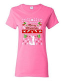 Ladies Merry Christmas Hunting Hunt Dog Animals Ugly Christmas DT T-Shirt Tee