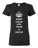 Ladies Keep Calm And Take A Selfie Crown King Camera Pics Funny DT T-Shirt Tee