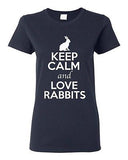Ladies Keep Calm And Love Rabbits Bunny Pet Animal Lover Funny T-Shirt Tee