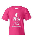 Keep Calm And Love Mississippi State Novelty Statement Youth Kids T-Shirt Tee