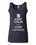 Junior Keep Calm And Love Ladybugs Insects Bug Animal Lover Sleeveless Tank Tops