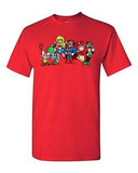 Superhero Group Shot Video Game Characters Parody Novelty DT Adult T-Shirt Tee