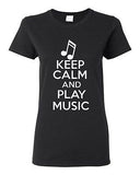 Ladies Keep Calm And Play Music Musician Choir Band Notes Sound Fun T-Shirt Tee