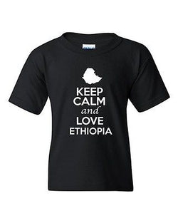 Keep Calm And Love Ethiopia Country Patriotic Novelty Youth Kids T-Shirt Tee