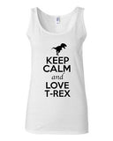 Junior Keep Calm And Love T-Rex Dinosaur Dino Animal Lover Sleeveless Tank Tops