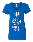 V-Neck Ladies Keep Calm And Cheer On Cheering Squad Dance Funny T-Shirt Tee