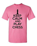 Keep Calm And Play Chess Board Game Novelty Statement Graphics Adult T-Shirt Tee