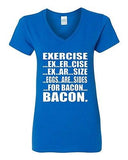 V-Neck Ladies Exercise Eggs Are Sides For Bacon Breakfast Gym Funny T-Shirt Tee