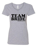 V-Neck Ladies Team Bride Groom Ring Wedding Bridal Party Funny T-Shirt Tee