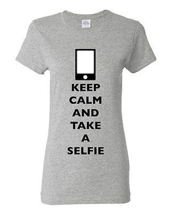 Ladies Keep Calm And Take A Selfie Phone Camera Picture Funny DT T-Shirt Tee