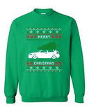 Merry Christmas Ugly Xmas Car Tree Funny Humor DT Novelty Crewneck Sweatshirt