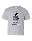 Keep Calm And Love Morocco Country Patriotic Novelty Youth Kids T-Shirt Tee