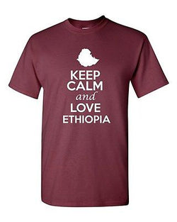 Keep Calm And Love Ethiopia Country Nation Patriotic Novelty Adult T-Shirt Tee