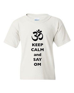 Keep Calm And Say Om Hindu Sanskrit Symbol Religion DT Youth Kids T-Shirt Tee