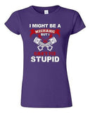 Junior I Might Be A Mechanic But I Can't Fix Stupid Funny Humor DT T-Shirt Tee