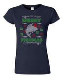 Junior Merry Fishmas Fish Santa Hook Fishing Hat Ugly Christmas DT T-Shirt Tee