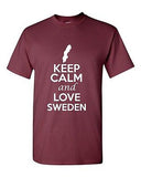 Keep Calm And Love Sweden Country Novelty Statement Graphic Adult T-Shirt Tee