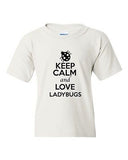 Keep Calm And Love Ladybugs Insects Bug Animal Lover Youth Kids T-Shirt Tee