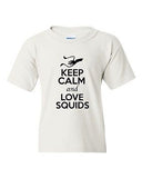 Keep Calm And Love Squids Cuttlefish Seafood Animal Lover Youth Kids T-Shirt Tee