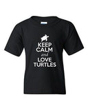Keep Calm And Love Turtles Tortoise Shell Animal Lover Youth Kids T-Shirt Tee