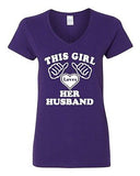 V-Neck Ladies This Girl Loves Her Husband Wife Funny Humor T-Shirt Tee