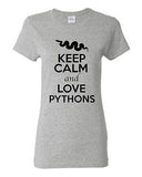 Ladies Keep Calm And Love Pythons Snake Animal Lover Wild Funny T-Shirt Tee