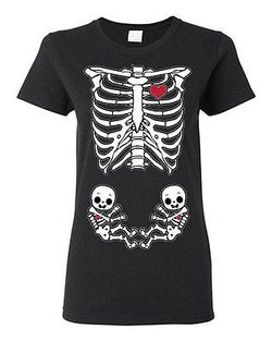 Twins Girl Boy Baby Skeleton Heart Ladies DT T-Shirt Tee