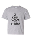 Keep Calm It's Friday Rest Relax Novelty Statement Youth Kids T-Shirt Tee