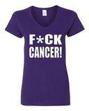 V-Neck Ladies Fck Cancer Sucks Survivor Fight Awareness Funny T-Shirt Tee