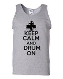 Keep Calm And Drum On Music Humor Novelty Statement Graphics Adult Tank Top