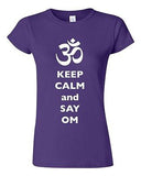 Junior Keep Calm And Say Om Yoga Hindu Sanskrit Symbol Religion DT T-Shirt Tee