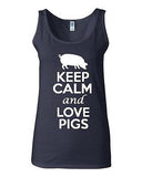 Junior Keep Calm And Love Pigs Animal Lover Graphic Sleeveless Tank Tops