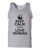 Keep Calm And Love Pandas Cute Humor Novelty Statement Graphics Adult Tank Top