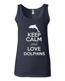 Junior Keep Calm And Love Dolphins Sea Water Animal Lover Sleeveless Tank Tops