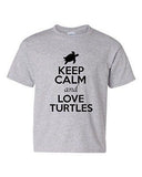 Keep Calm And Love Turtles Tortoise Shell Animal Lover Youth Kids T-Shirt Tee