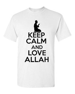 Keep Calm And Love Allah Religion Novelty Statement Graphics Adult T-Shirt Tee