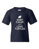 Keep Calm And Love Turtles Tortoise Shell Animal Lover Youth Kids T-Shirt Tee